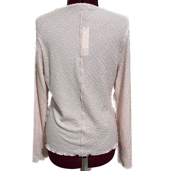 SANCTUARY Textured Knit Lettuce Edge Long Sleeve Tee Top Light Pink NWT Large - Picture 5 of 7